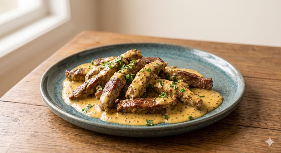 Tiras de carne ao molho Djon congelado — Diveneto Alimentos